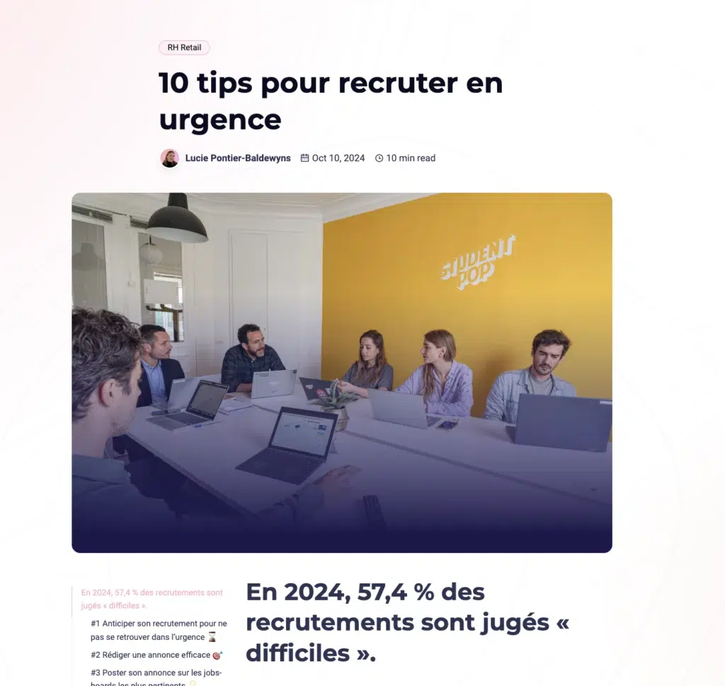 Aperçu article sur le recrutement urgent