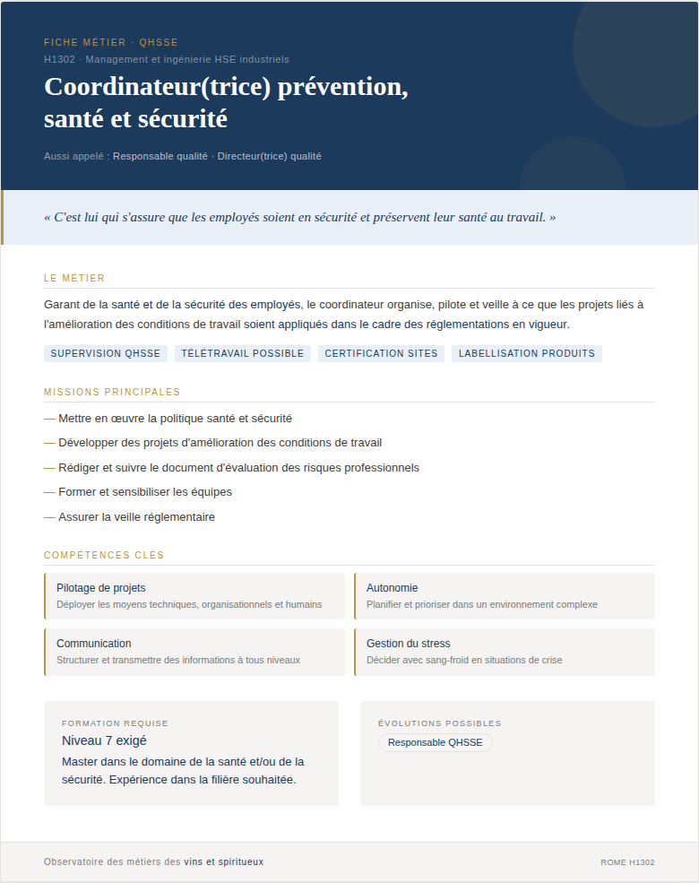 fiche métier responsable coordinatrice